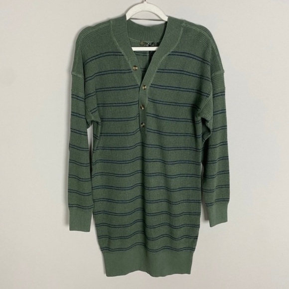 Prana Milani Henley Dress Kale Stripe NWT - Picture 2 of 8